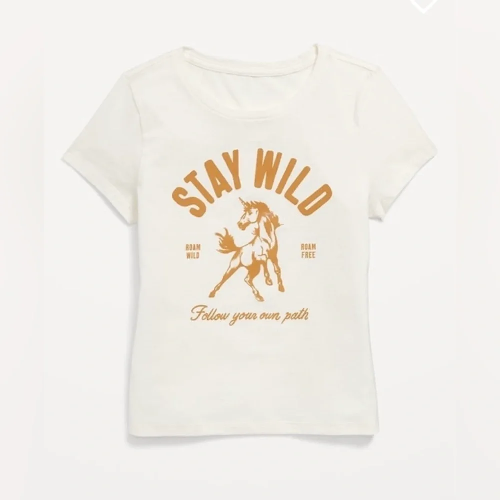 Cream T-Shirt with Orange Graphic